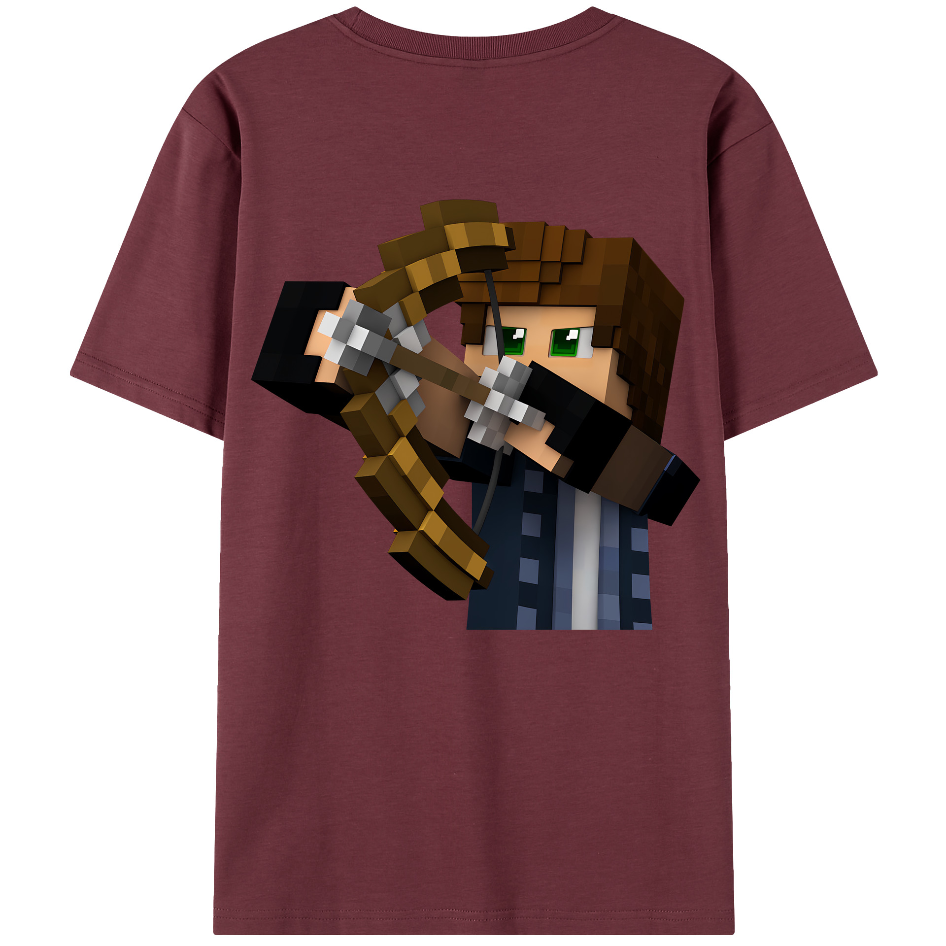 （画像用） マインクラフト ブロックの世界 Minecraft MC Block world 綿100％半袖Tシャツ（背面プリント）